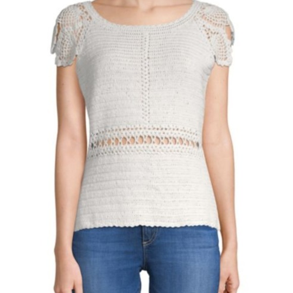NWT SAKS 5th AVE ALCEE CUT-OUT CROCHET COTTON TOP! - Picture 1 of 2